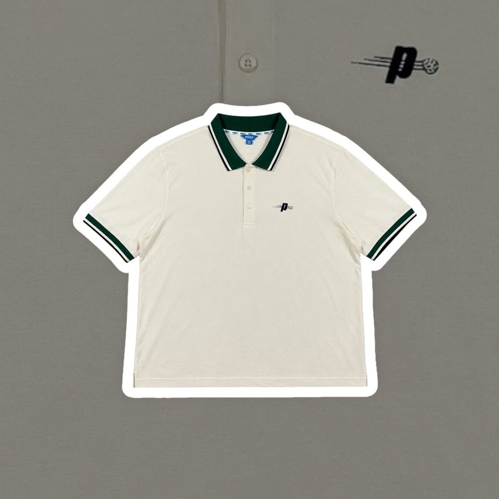 Prince Pickleball Polo Shirt XXL White Green Collar Short Sleeve Pique P0338‎